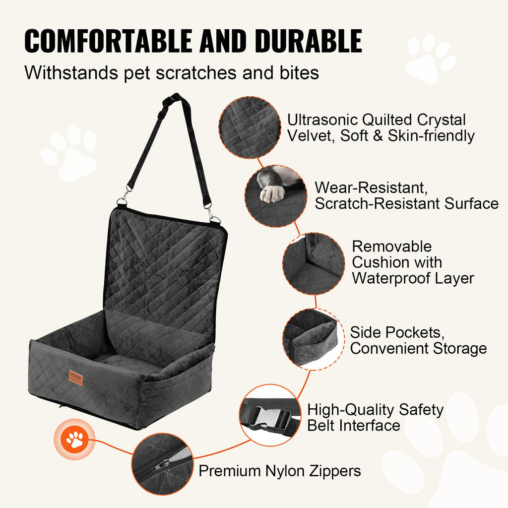 Booster de chien Siège de voiture Pet Siège de voiture pour petit chien moyen jusqu'à 40 Lbs noir