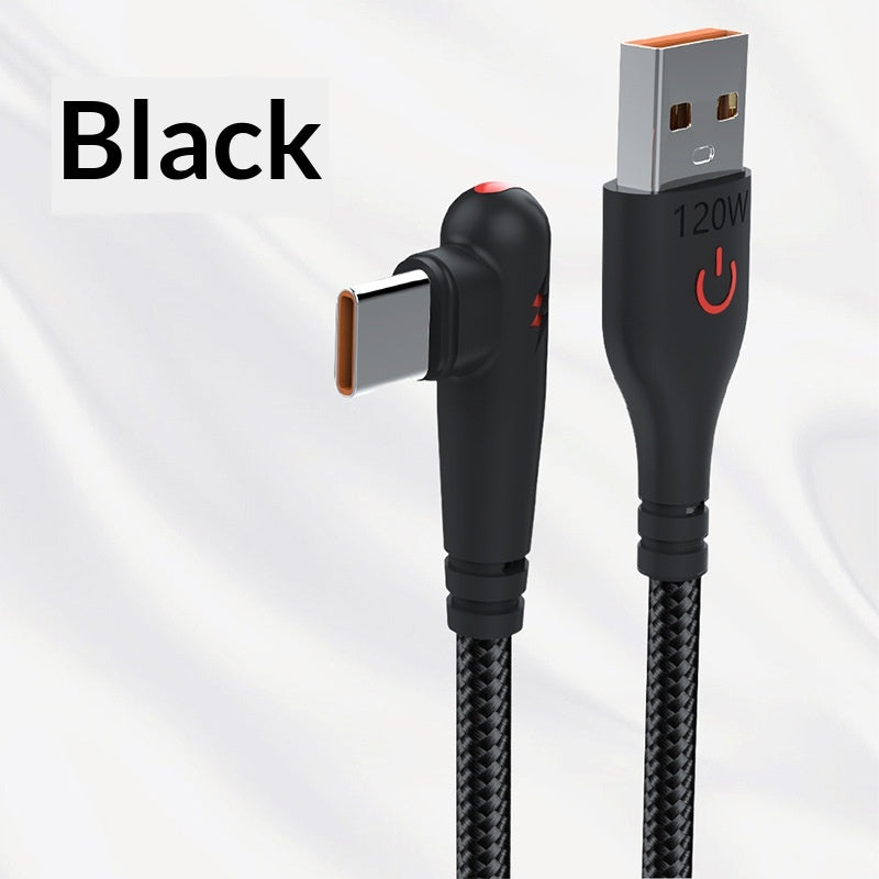Type-C Câble de données à angle droit tressé 120W
