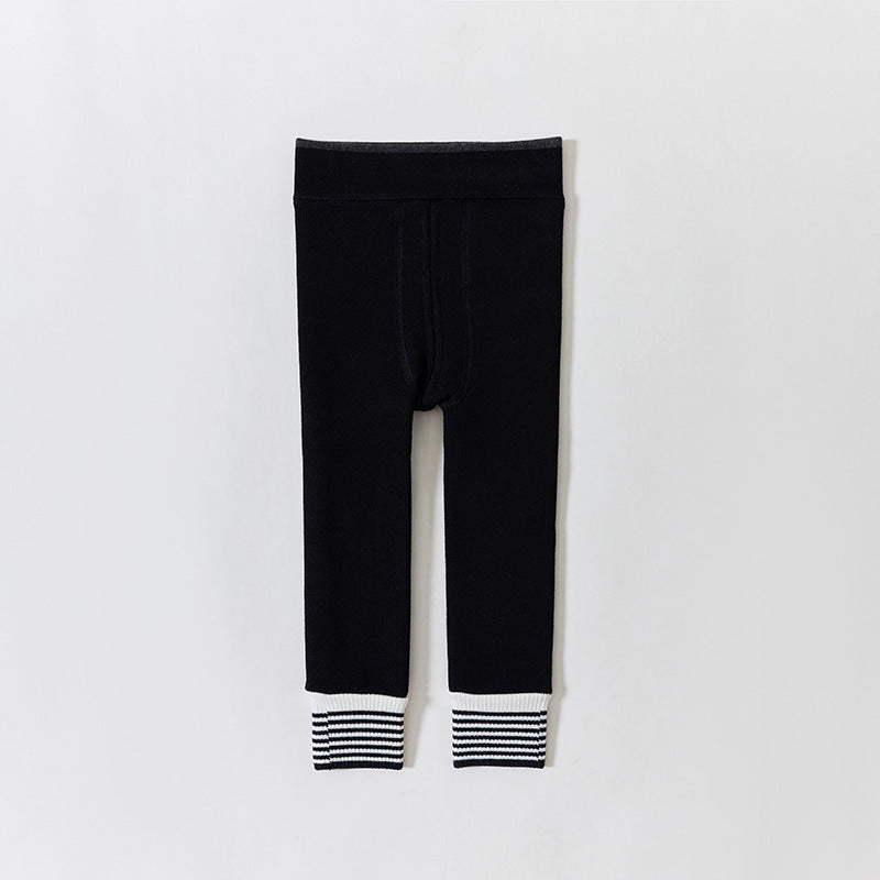 Pantalons de longueur de cheville épais doublés de polaire pour bébé