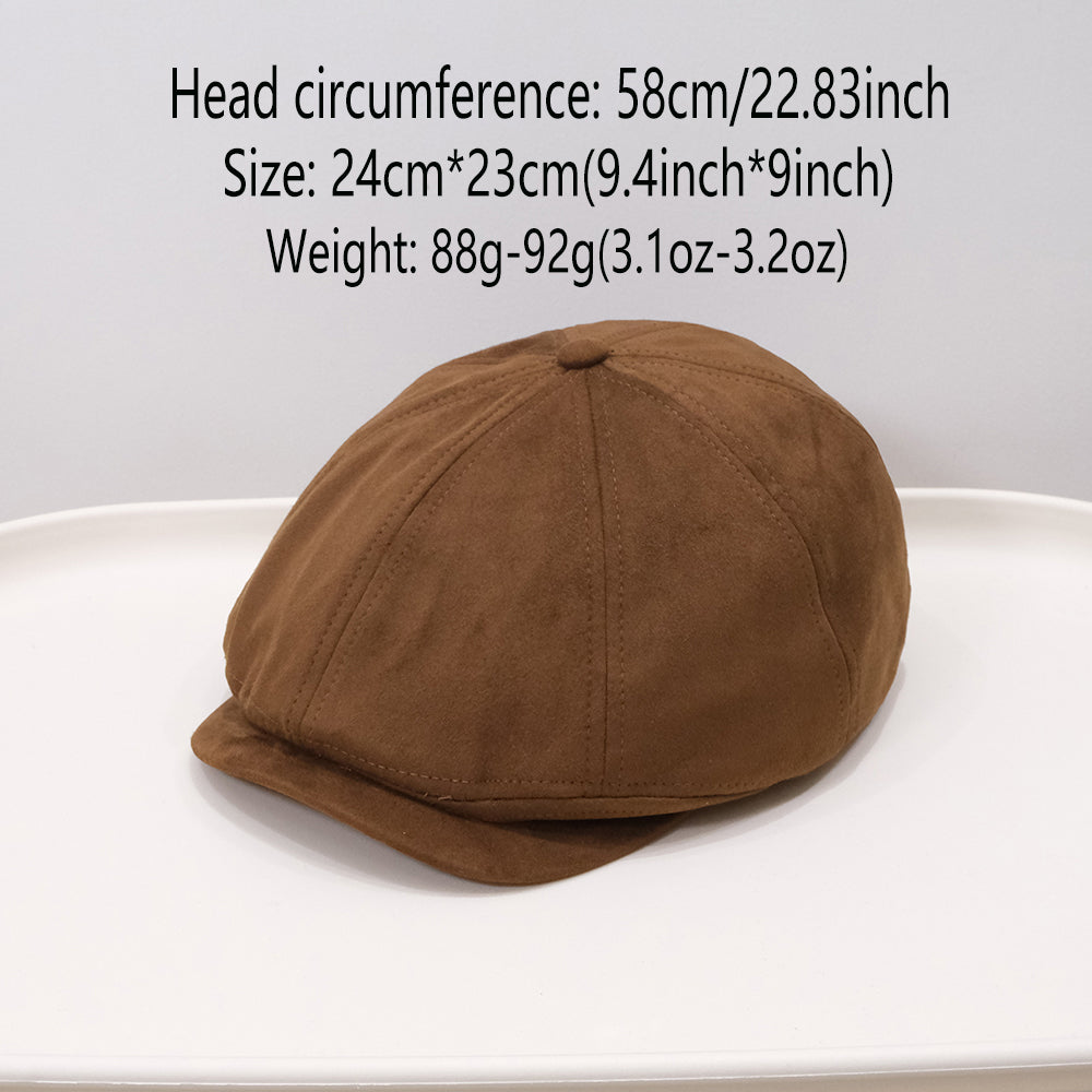 Vintage Mode Automne-hiver Versatile Brossé Octagonal Chapeau en avant Brimmed avec Anglais