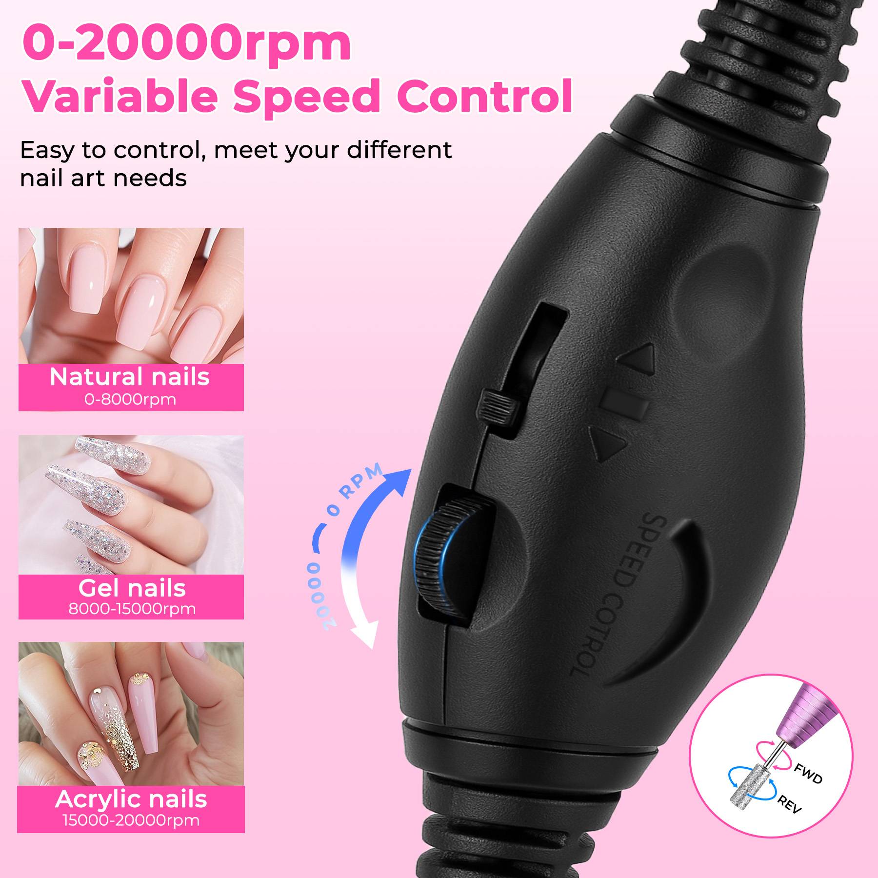 Kit de fichiers de ongles électriques portables professionnels