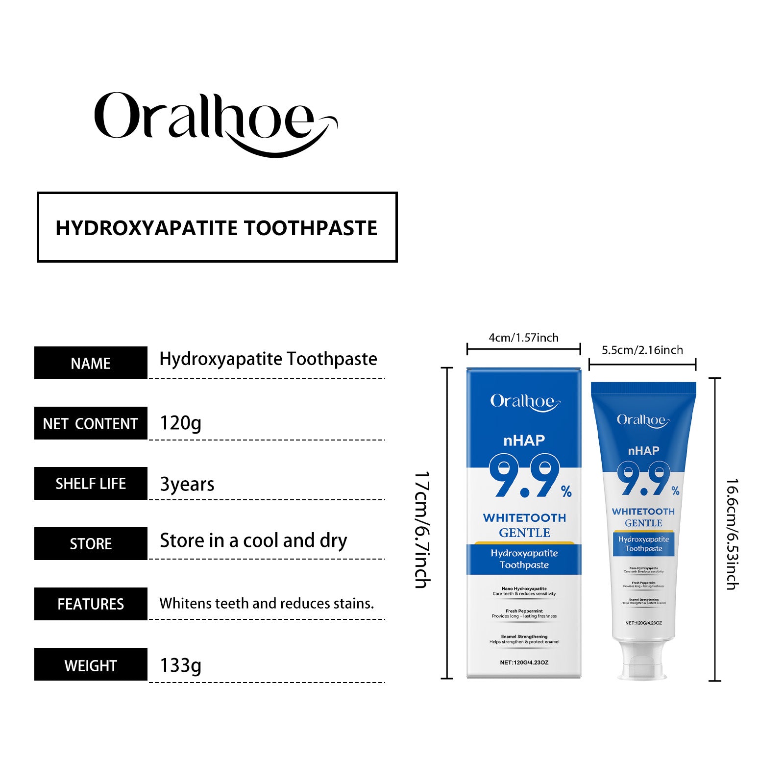 Dentifrice blanche menthe douce 120g 1box