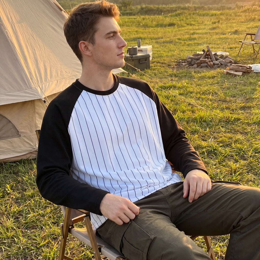 T-shirt casual à manches longues à manches courtes Raglan-Style pour hommes