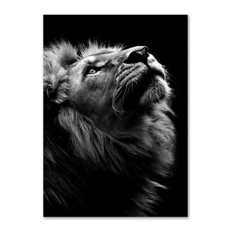 Affiche de la famille Lion noir et blanc