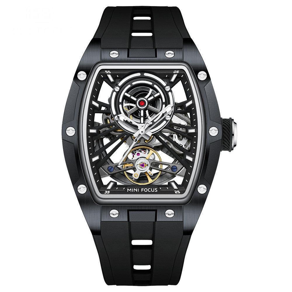Boîtier en acier pour homme Montre mécanique automatique Full Hollow