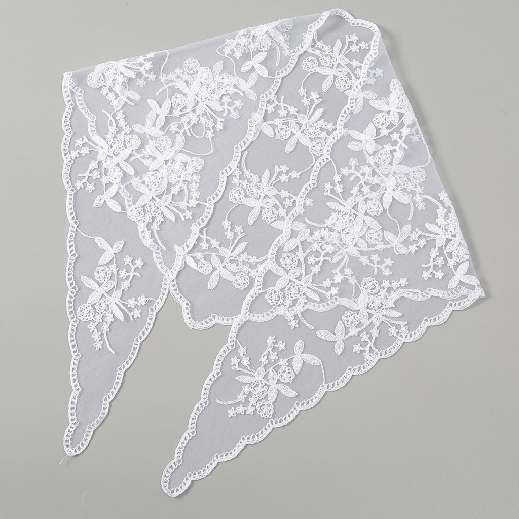 Dentelle florale mariée Triangular Binder Couleur solide Veil mariage Dentelle Veil femmes
