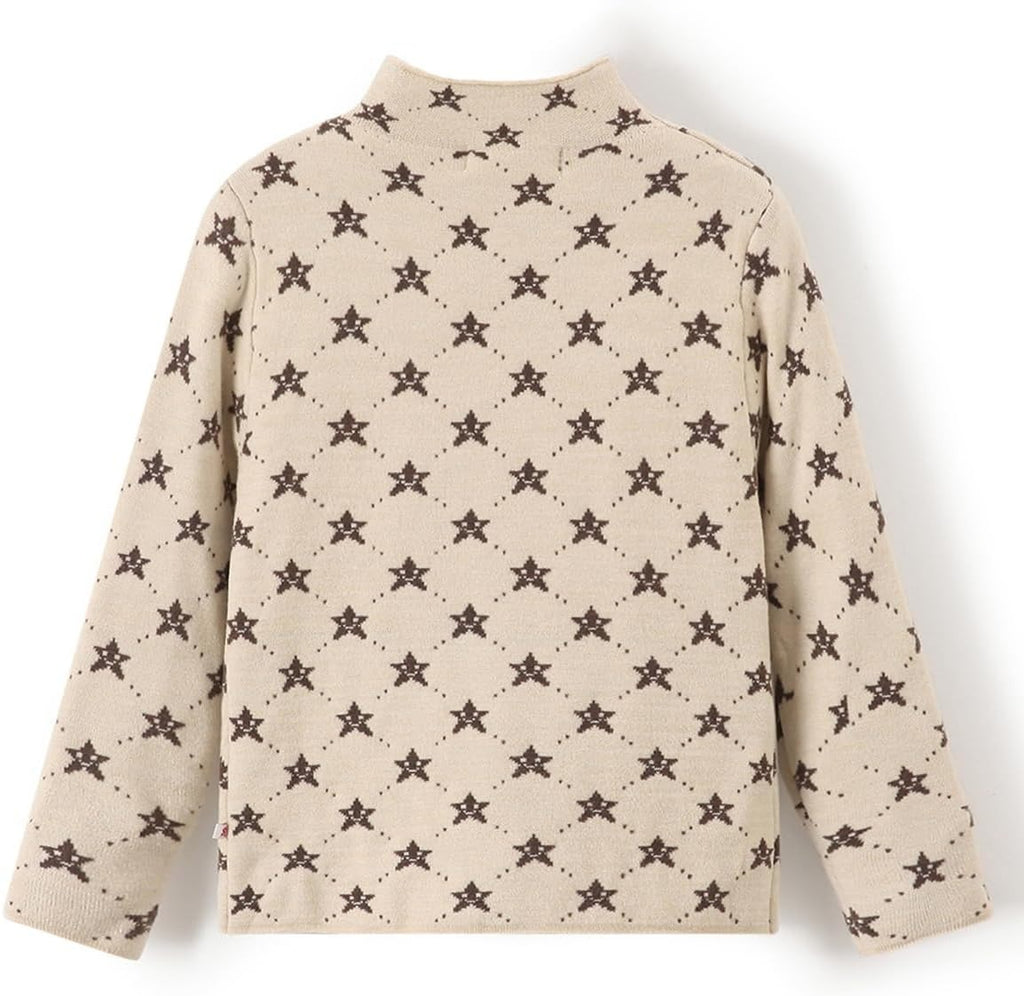 Askfine Filles Garçons Pattern Demi Col Tortue Chandails Enfants Chaud à manches longues Pull-over de tricot vers