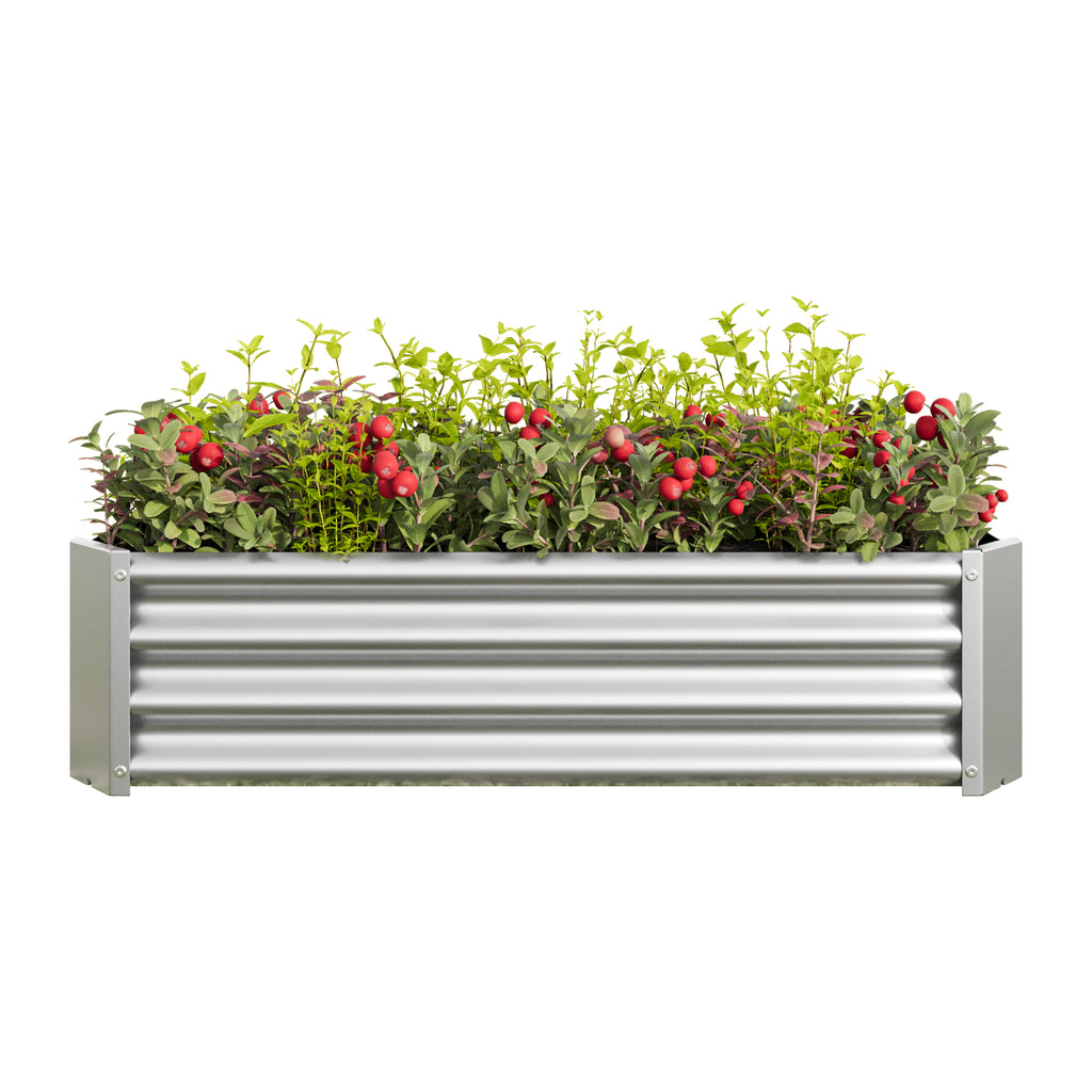 2PCS Silver 4×2×1ft Lit de jardin surélevé en métal