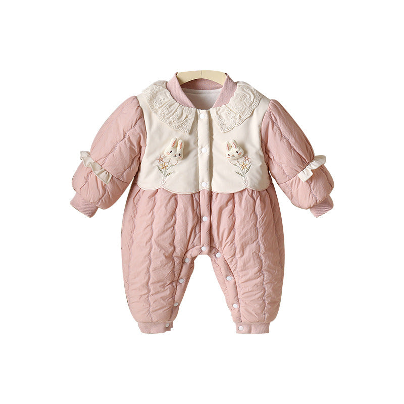 Bébé fille Automne et hiver mignon princesse mince coton Romper fille Romper Outwear