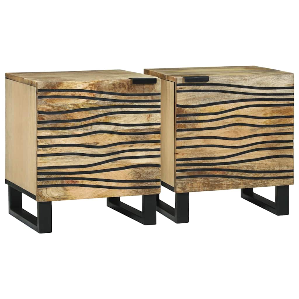 Table de chevet 2 pièces 40 x bois de mangue massif