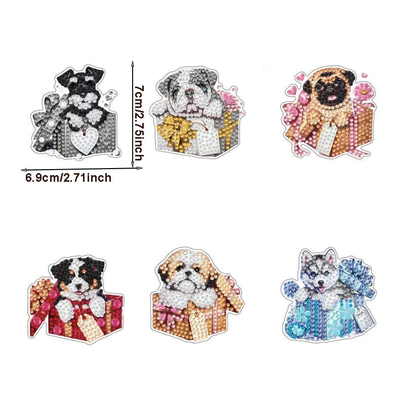 Porte-clés de peinture diamant bricolage - Motif animal