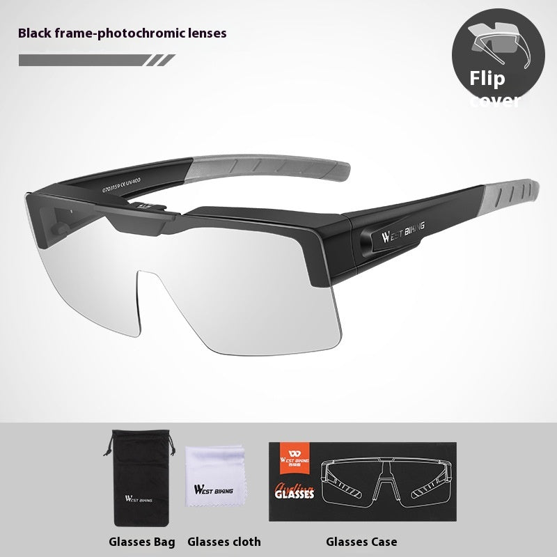 Lunettes de vélo Couleur colorée Flip Couleur Changer les lunettes