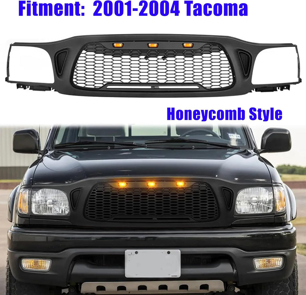Grille avant convient pour Tacoma 2001 2002 2003 2004 Avec Amber LED Accent Lights Matte Black