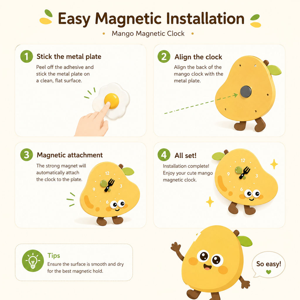 Mango Mignon Magnetic Fridge Horloge murale