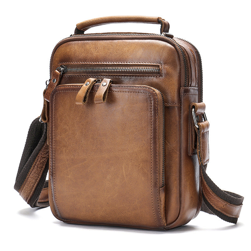 Véritable sac de messager en cuir vintage Cheval fou