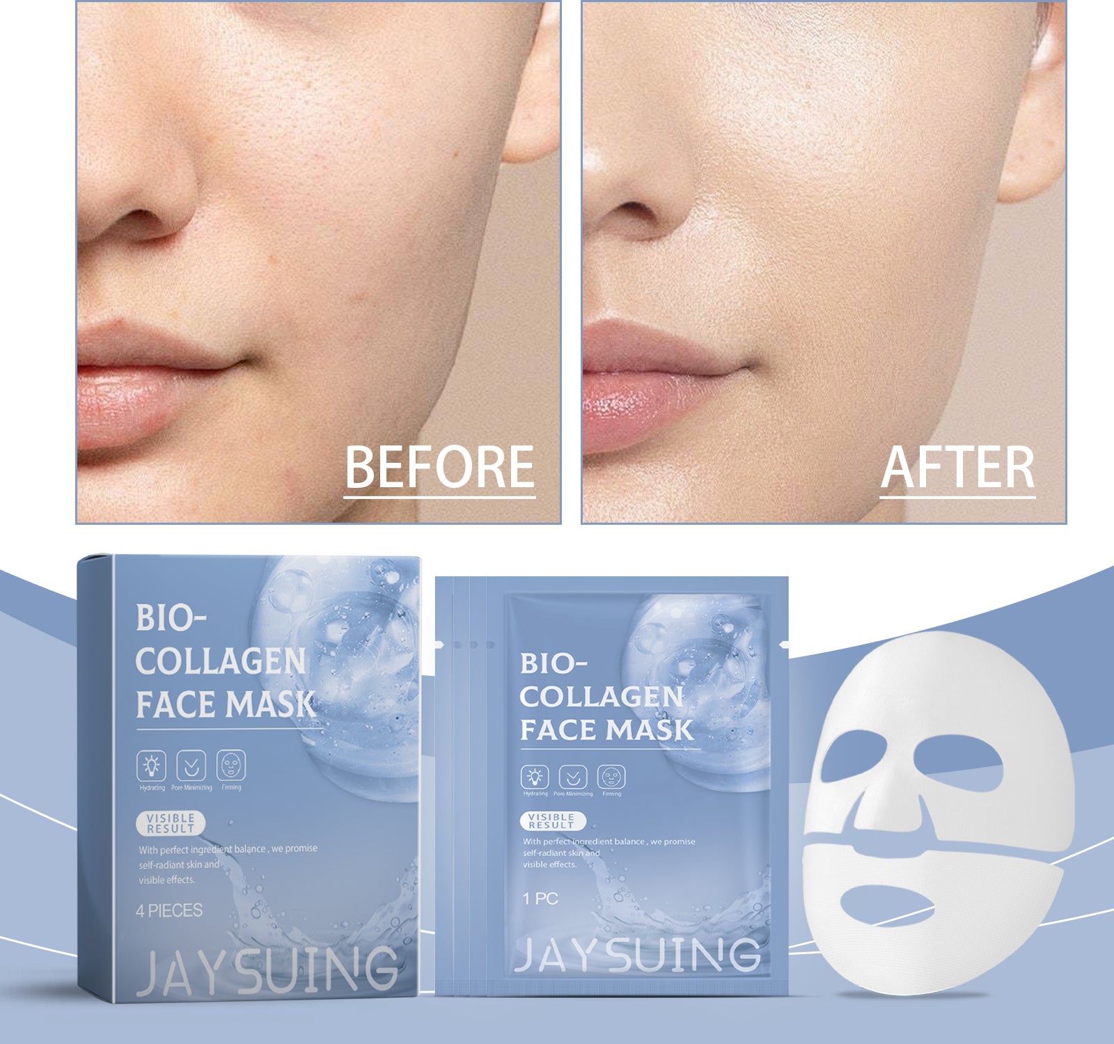Collagène Masque visage hydratant Boxed 4pcs 1 Box