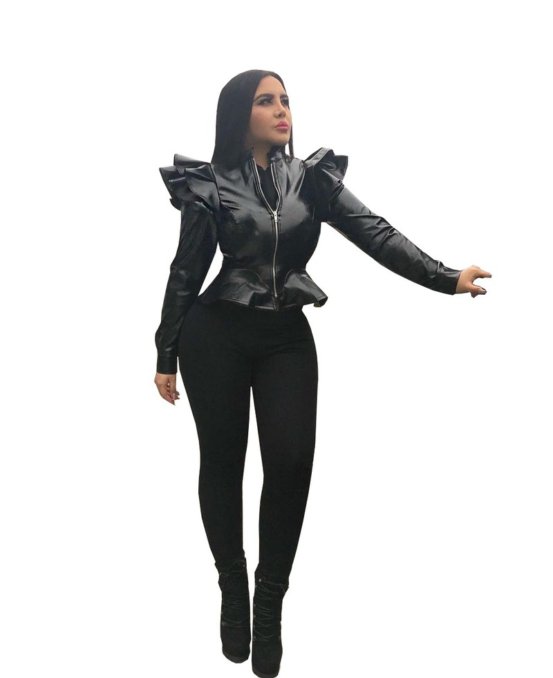 Veste en cuir casual pour femmes