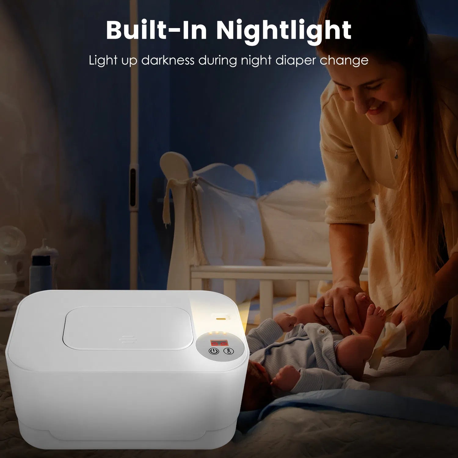 Réchauffeur d'essuie-tout bébé avec 3 paramètres de température Type C Powered Baby Wipes Dispenser avec