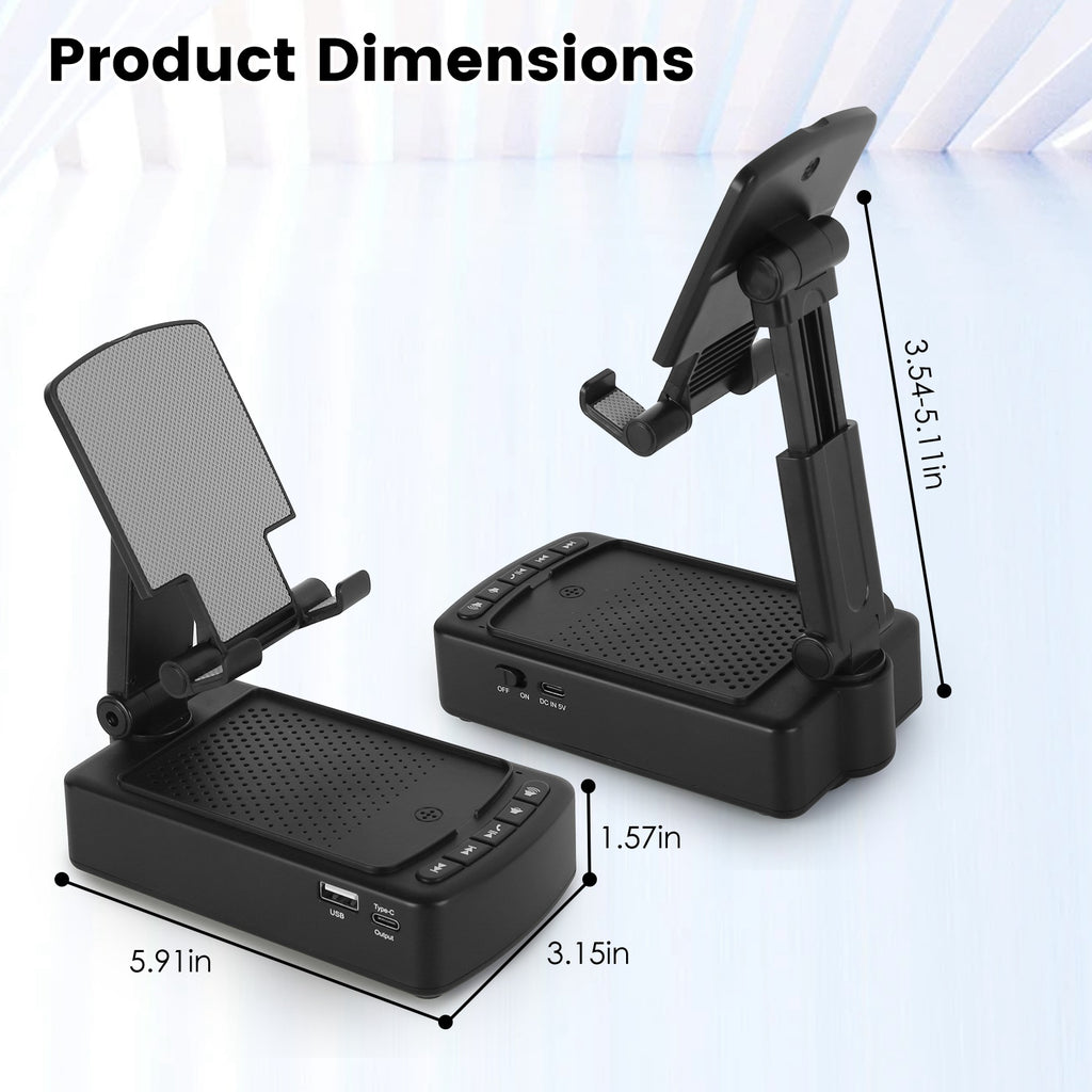 1Pc Cell Phone Stand avec HD Surround Wireless Speaker Power Bank Portable pliable Chargi