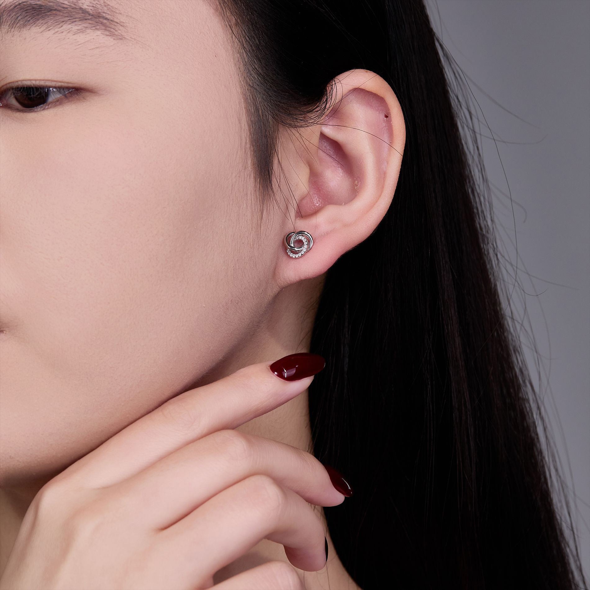 S925 Boucles d'oreilles Sterling Silver Love Knot Stud