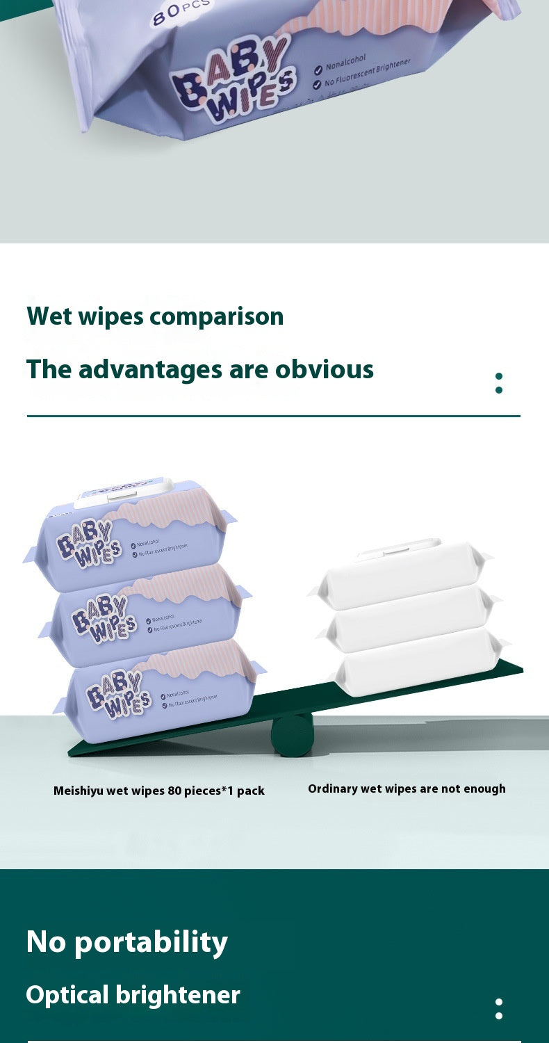 English Baby Wipes Big Bag 80 Essuie-gumettes Tissu humide nouveau-né