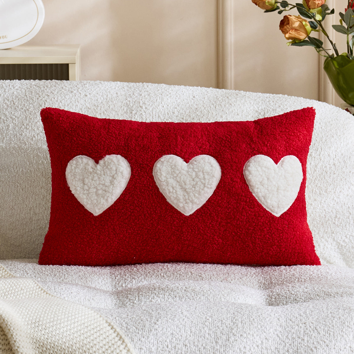 Couverture d'oreiller brodé en peluche