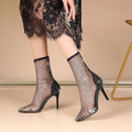 Bottes fraîches en strass pointu à talon mince