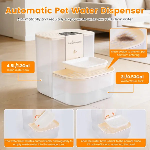 Fontaine d'eau pour animaux intelligents Distributeur automatique d'eau de chat 4.5L sans fil