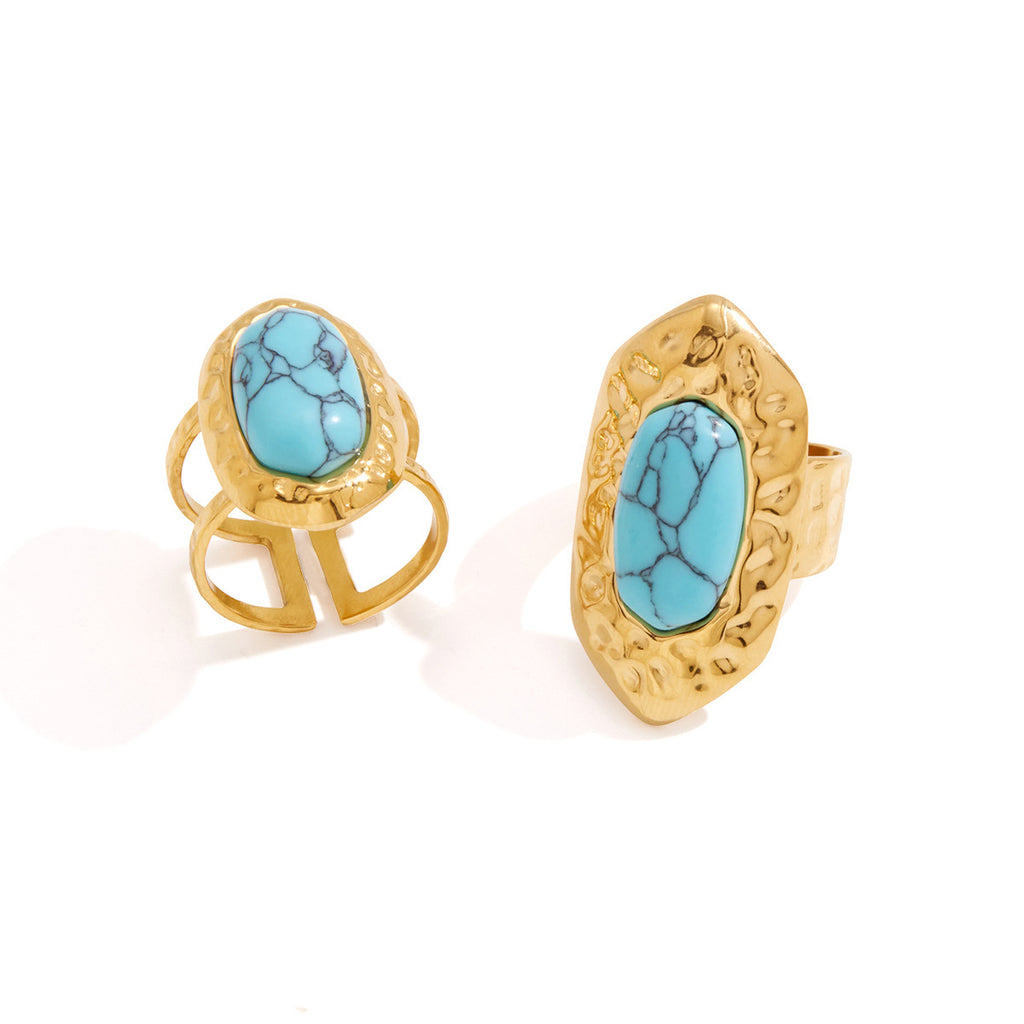Bague en acier de titane bleu turquoise pour femmes