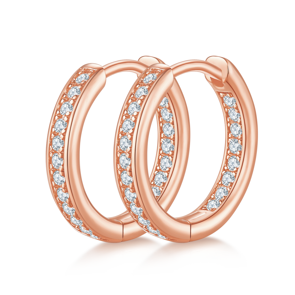 S925 Argent Sterling 40pcs Moissanite Huggie Boucles d'oreilles Hoop Femmes 14,5mm Platine plaqué GR