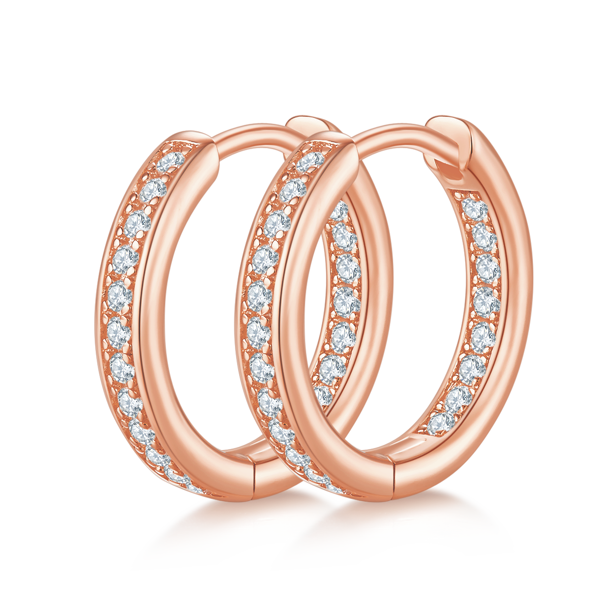 S925 Argent Sterling 40pcs Moissanite Huggie Boucles d'oreilles Hoop Femmes 14,5mm Platine plaqué GR