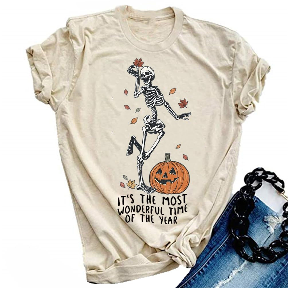 Halloween Pumpkin Impression personnalisée Col rond Manches courtes Top