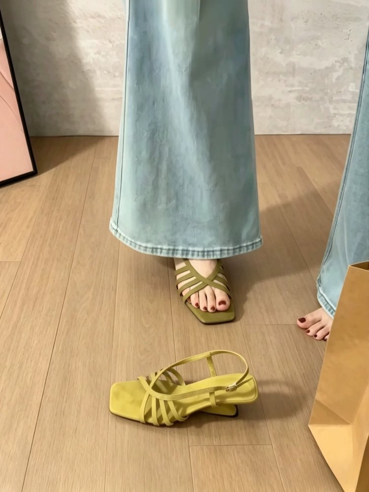 Style vacances d'été Woven Wedge Peep Toe Sandales