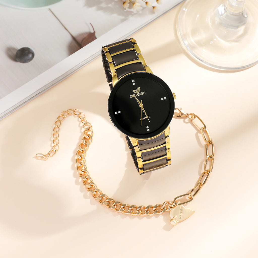 Mode simple tout-match couple montre coeur bracelet costume