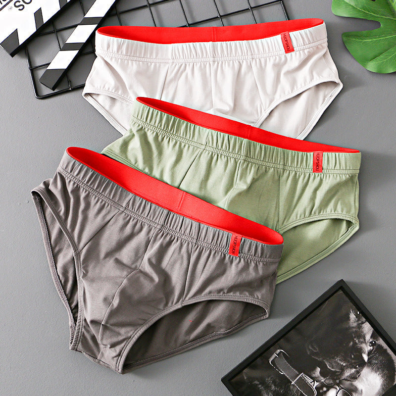 Triangle de coton couleur pure Triangle taille basse Respirant Triangle de sous-vêtements pour hommes