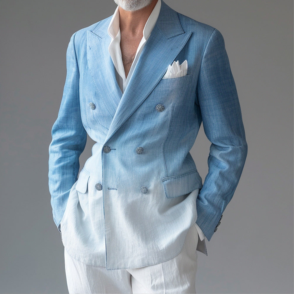 Veste de costume à manches courtes à deux bras pour hommes style britannique