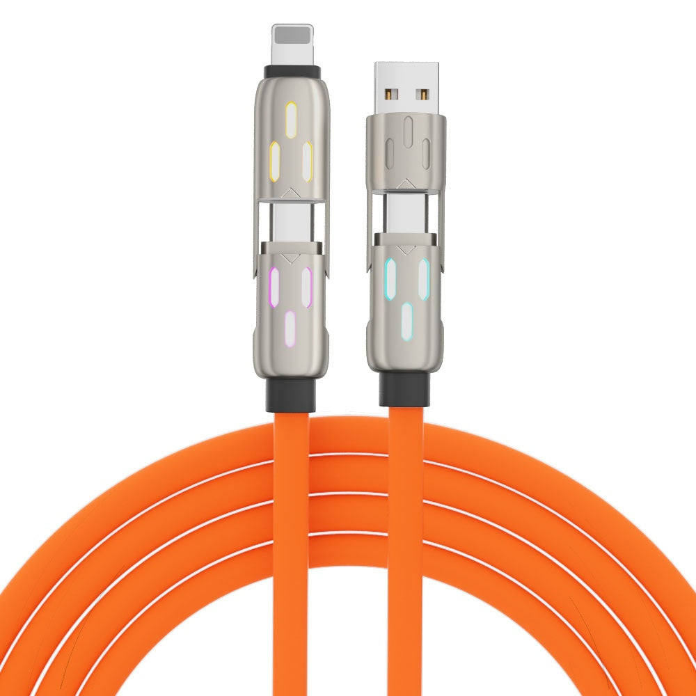 Adaptateur d'extension Real Silicone Data Câble de recharge de voiture quatre en un