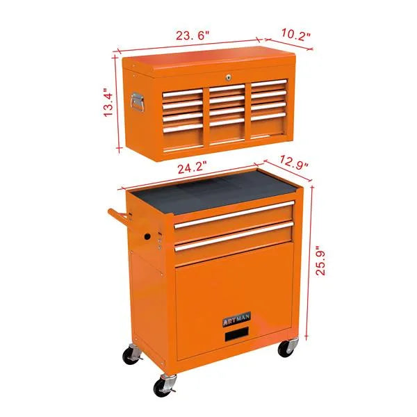 Poitrine à outils à grande capacité avec roues et tiroirs