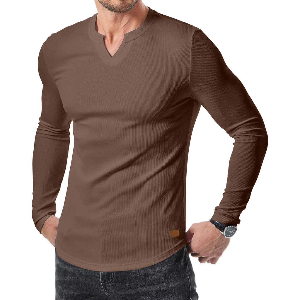 Amazon Commerce extérieur Automne et hiver Hommes V-col Pit T-shirt Solid Color Casual Mode