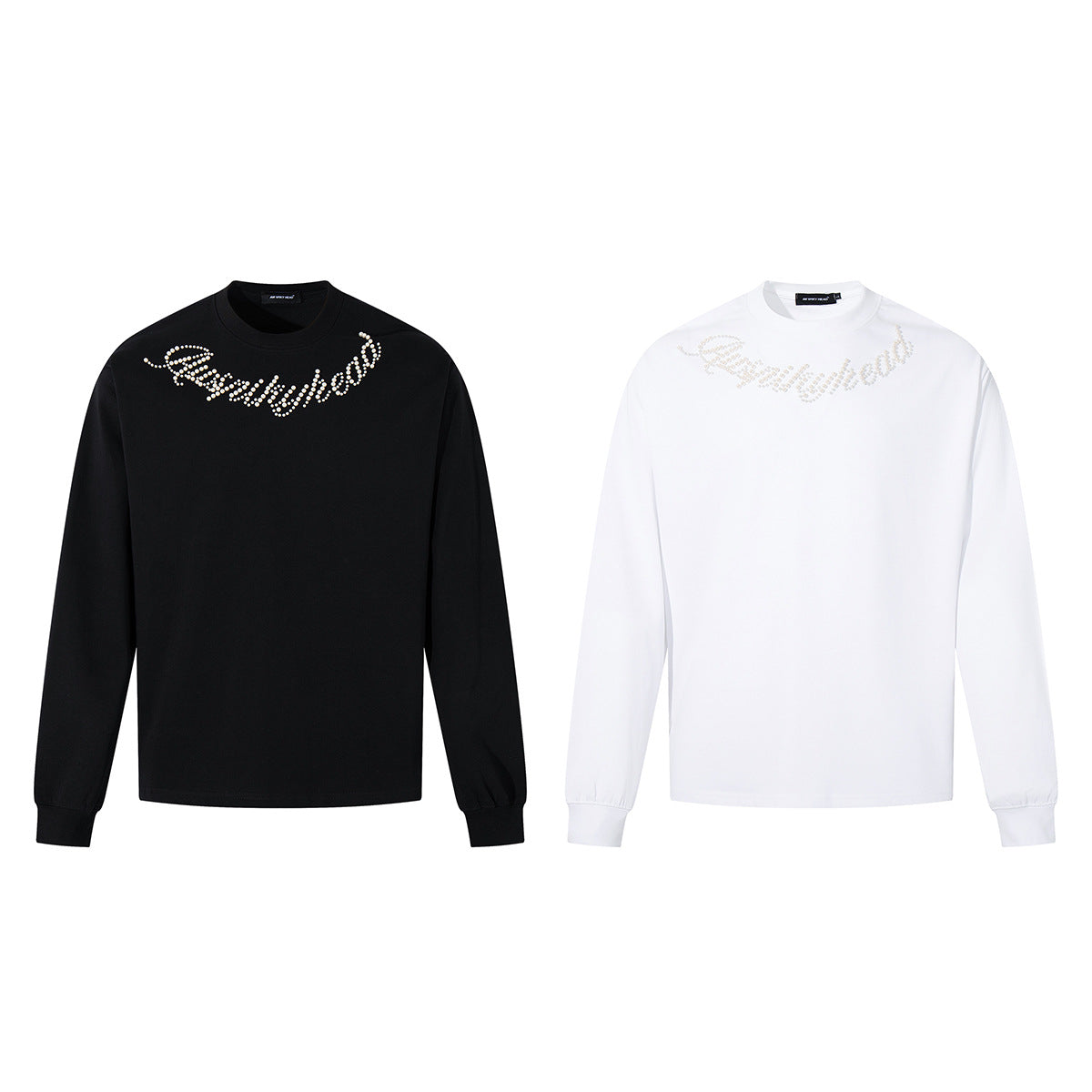 Sweat couple assorti col rond, lettres perlées, molleton épais