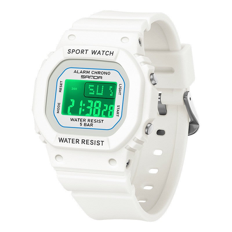 Montre électronique carrée Créativité colorée pour les étudiants masculins et féminins
