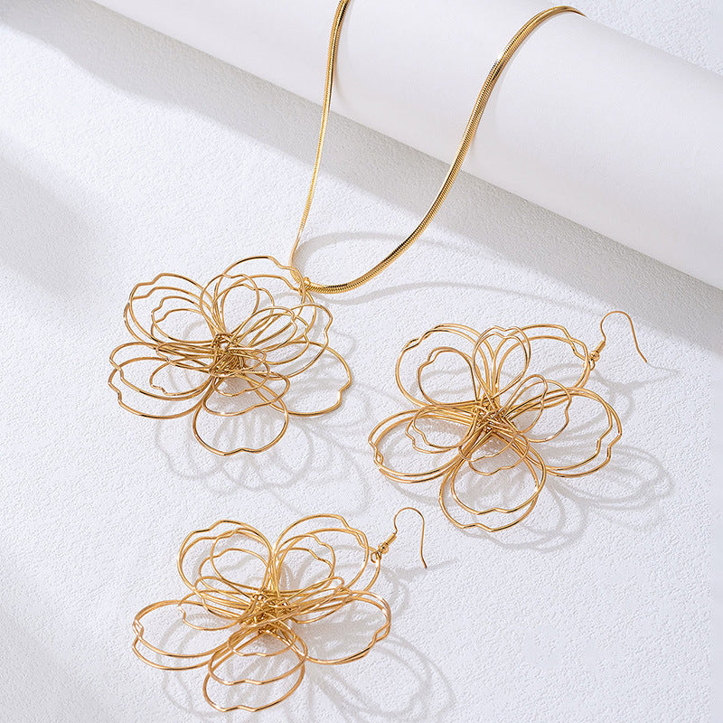 Ensemble de bijoux pour pendentif floral 3 pièces géométriques de 3 pièces