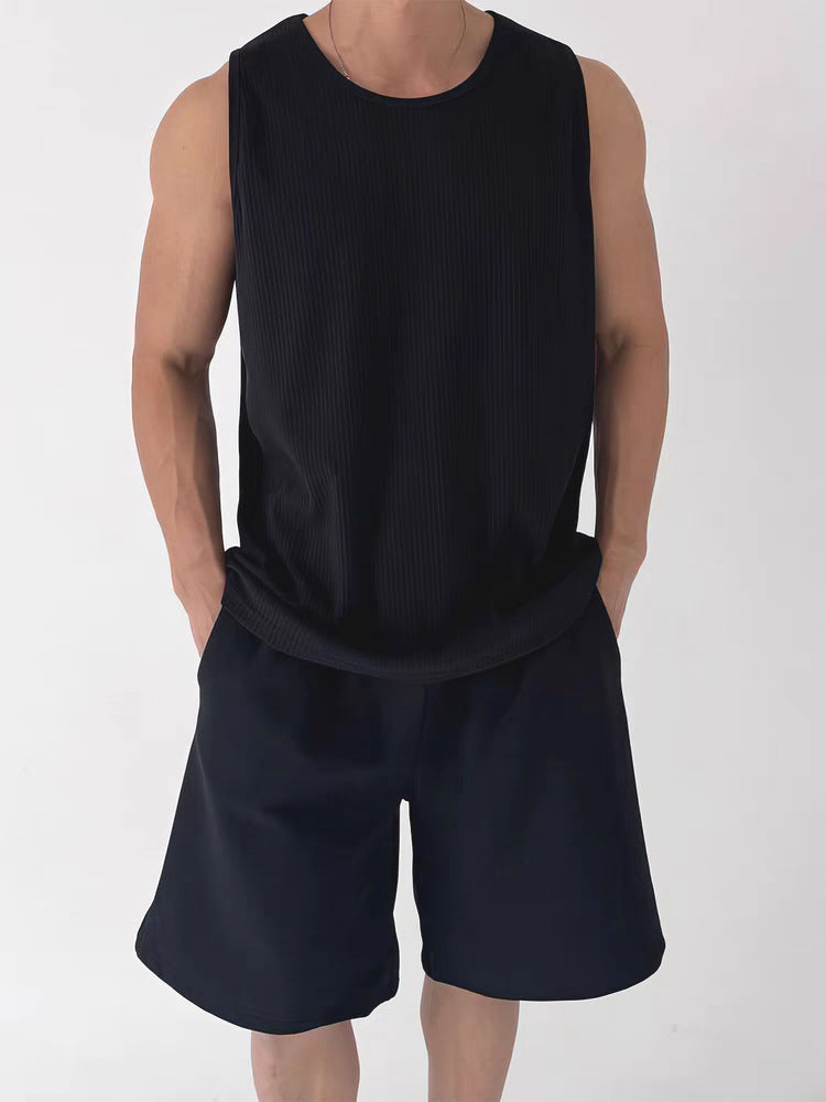 Hommes Veste U-neck style américain de couleur solide