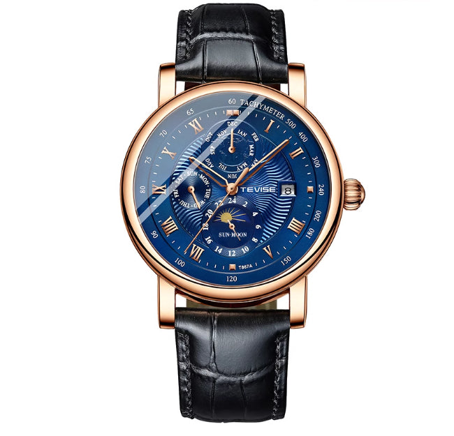 Mécanique homme avec Tourbillon Phase de lune haut de gamme et Starry Sky Design Résistant à l'eau