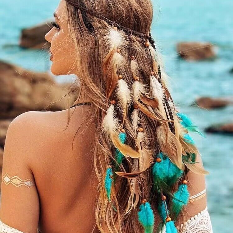 Coiffures longues bicolores Bohemian Feather Headwear