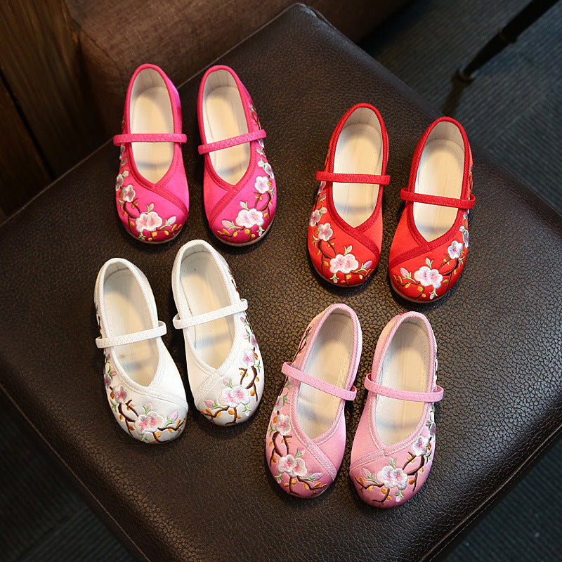 Chaussures de vêtements brodés simples et polyvalentes pour enfants