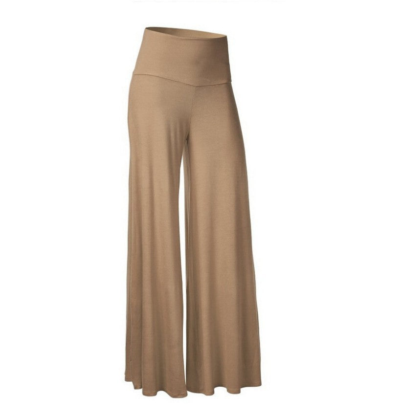 Pantoufles en soie de glace drapées à large leg Plus taille Yoga Long Pantalons Fitness Style