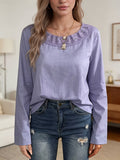 Lavande Vintage Lavande de style européen et américain Coupe Casual Col rond Manches longues Top