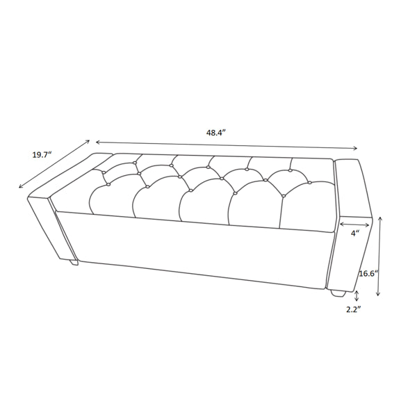 Banc de chambre à coucher de 48" de rangement pour la fin du lit