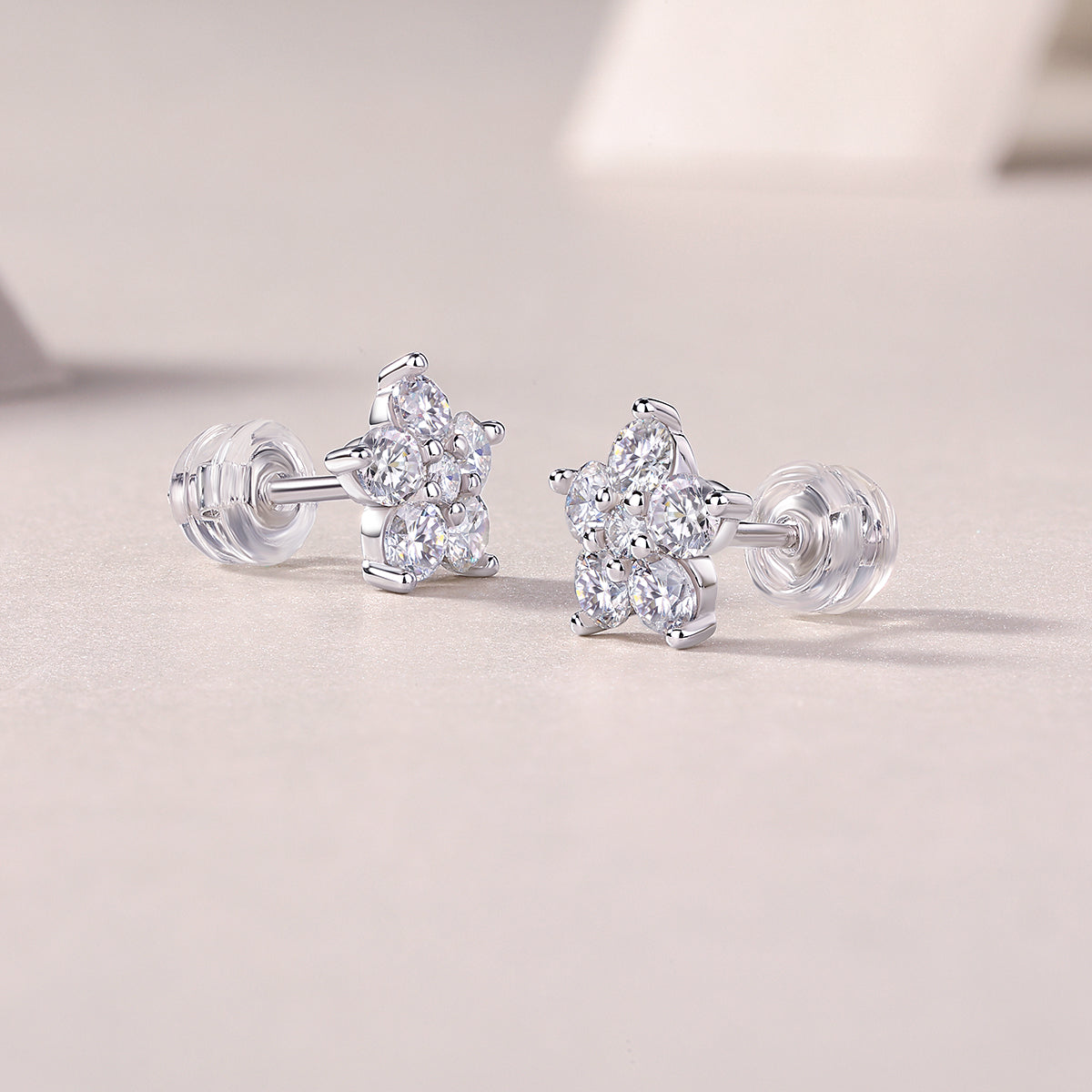 S925 Boucles d'oreilles Sterling Silver Flower Stud